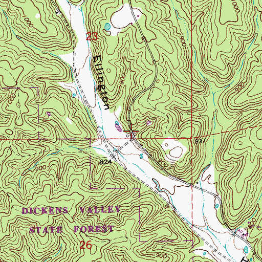 Topographic Map of Bedwell, MO