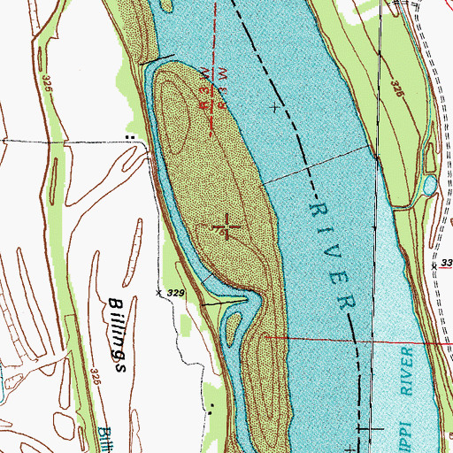 Topographic Map of Billings Bar, MO
