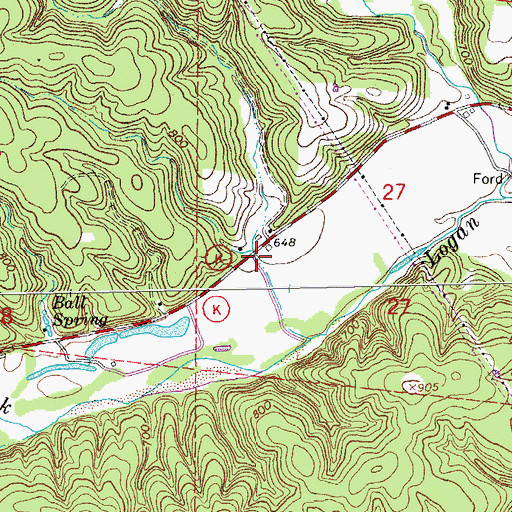 Topographic Map of Ball Hollow, MO