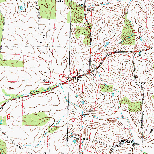 Topographic Map of Houck, MO