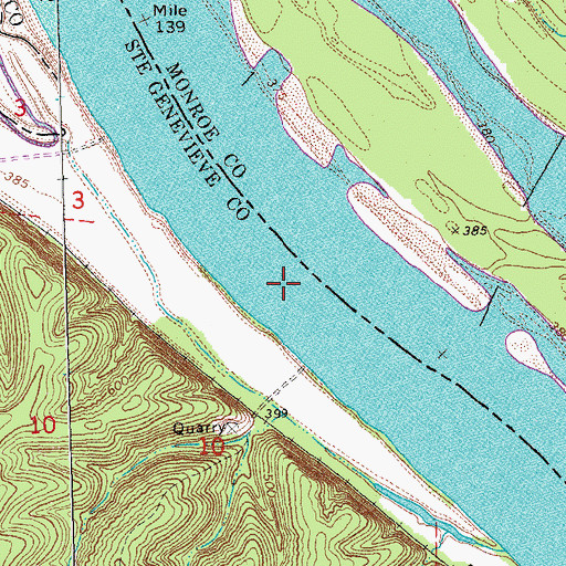 Topographic Map of Ames Towhead (historical), MO