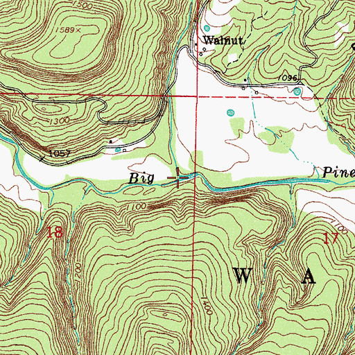 Topographic Map of Walnut Creek, AR