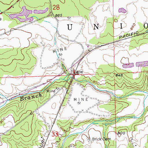 Topographic Map of White (historical), MO