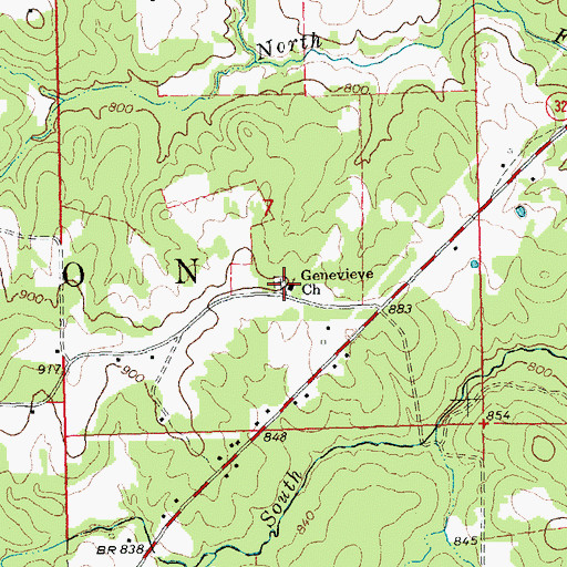 Topographic Map of Jonca, MO