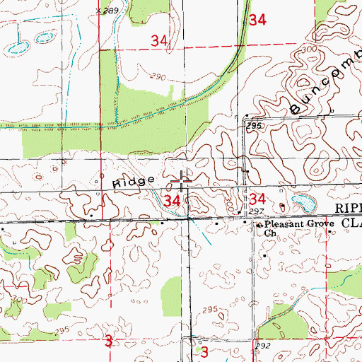 Topographic Map of Southeastern Ridge and Basin, MO