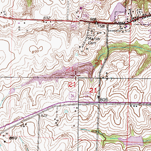 Topographic Map of Show-Me Planning Region, MO