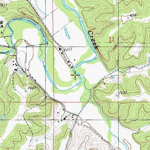 Topographic Map of Wiemer Creek, MO