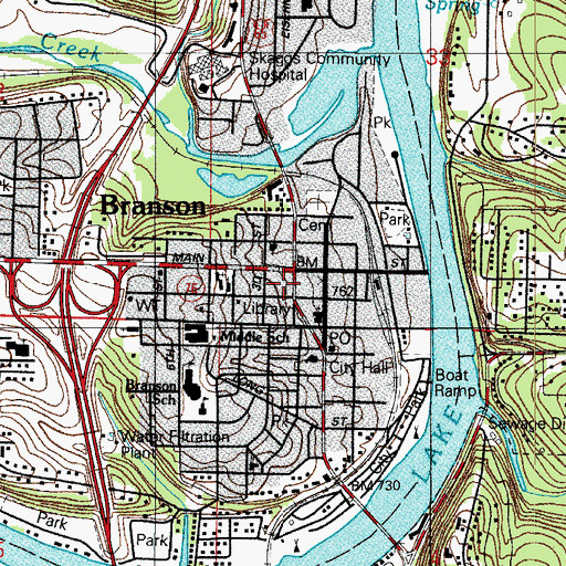 Topographic Map of Branson, MO