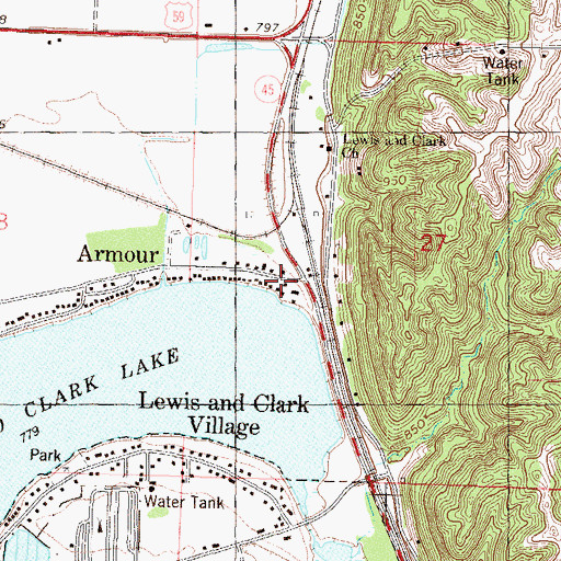 Topographic Map of Armour, MO
