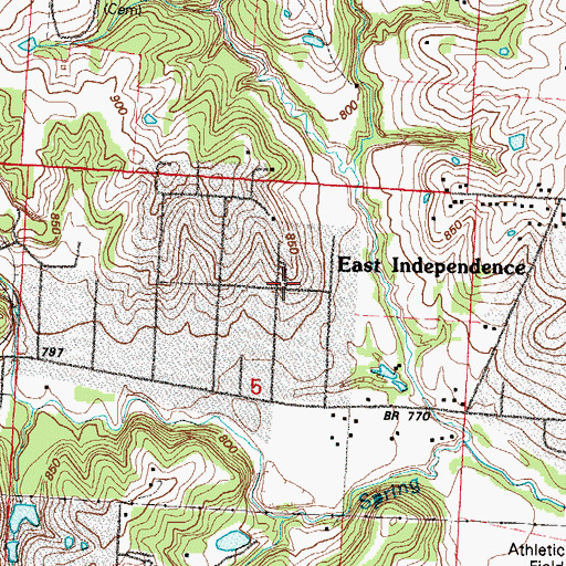 Topographic Map of East Independence, MO