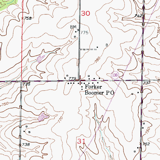 Topographic Map of Forker, MO