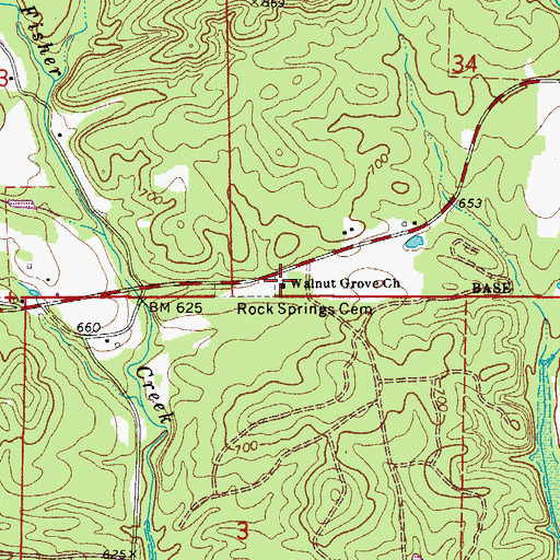 Topographic Map of Walnut Grove Church, AR