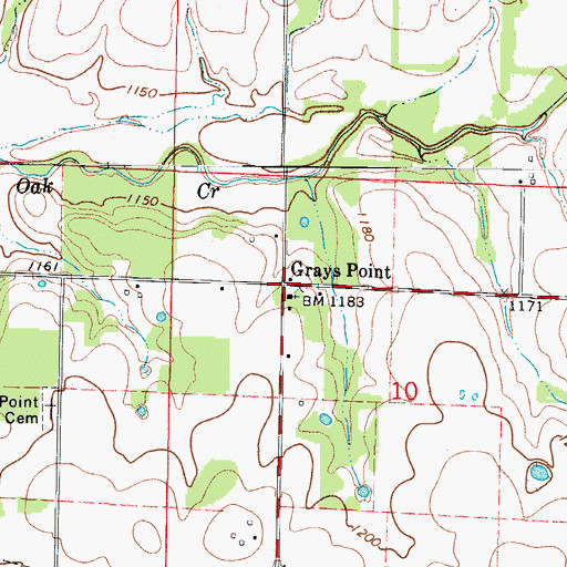 Topographic Map of Grays Point, MO