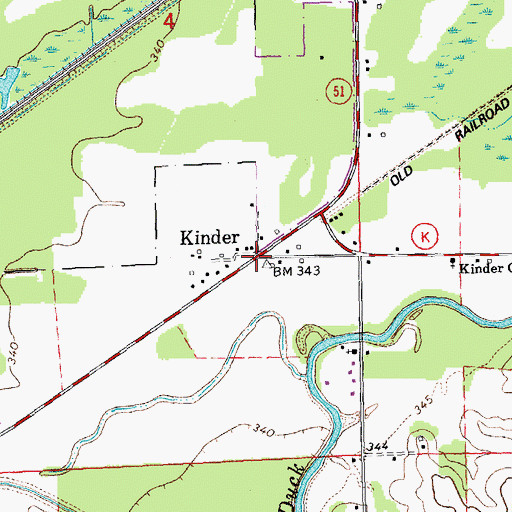 Topographic Map of Kinder, MO