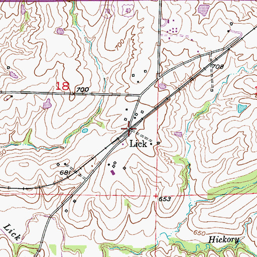 Topographic Map of Lick, MO