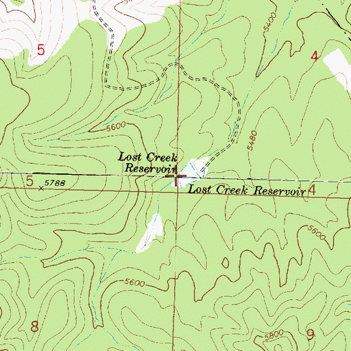 Topographic Map of Lost Creek Reservoir, AZ