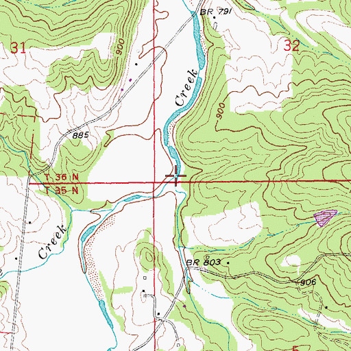 Topographic Map of Lost Creek, MO