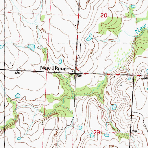 Topographic Map of New Home, MO