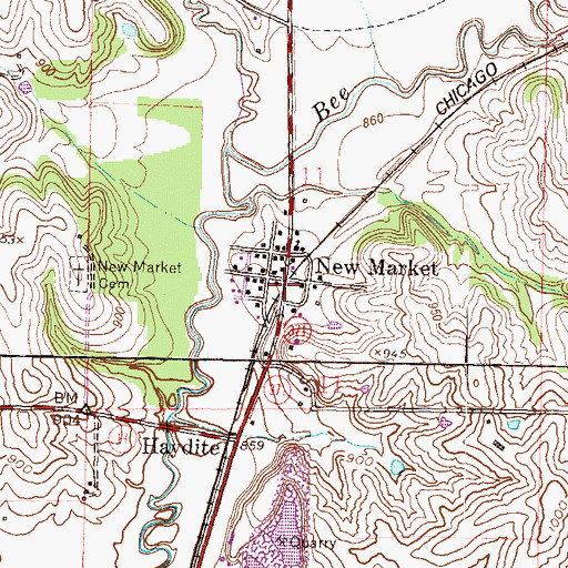 Topographic Map of New Market, MO