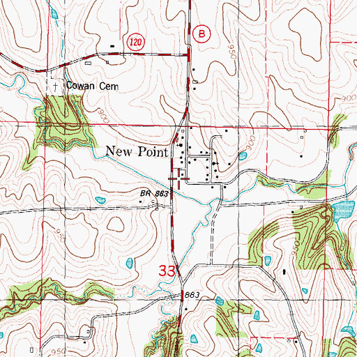 Topographic Map of New Point, MO