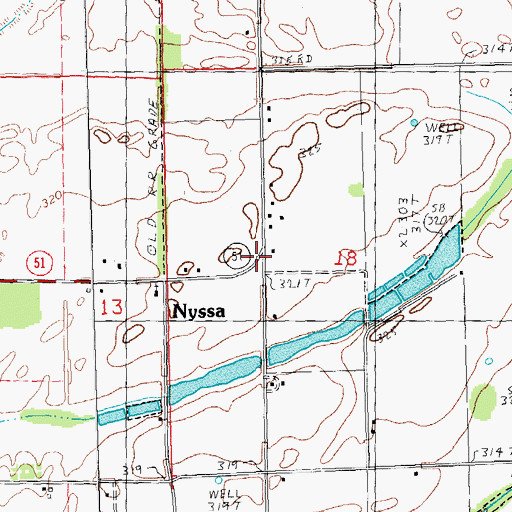 Topographic Map of Nyssa, MO