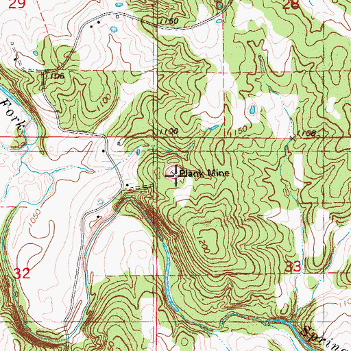 Topographic Map of Plank Bank, MO