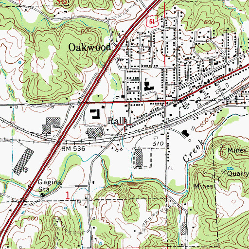Topographic Map of Ralls, MO