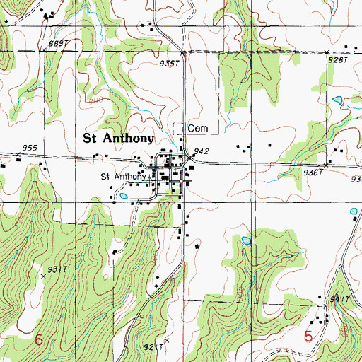 Topographic Map of Saint Anthony, MO