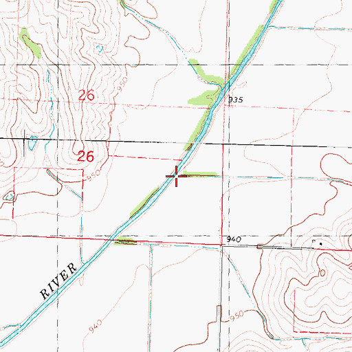 Topographic Map of Squaw Creek, MO