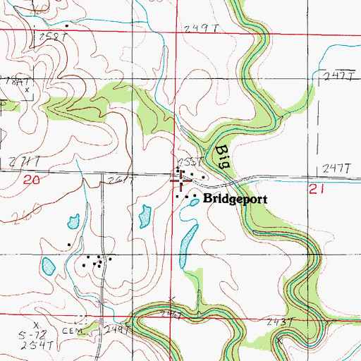 Topographic Map of Bridgeport, MO