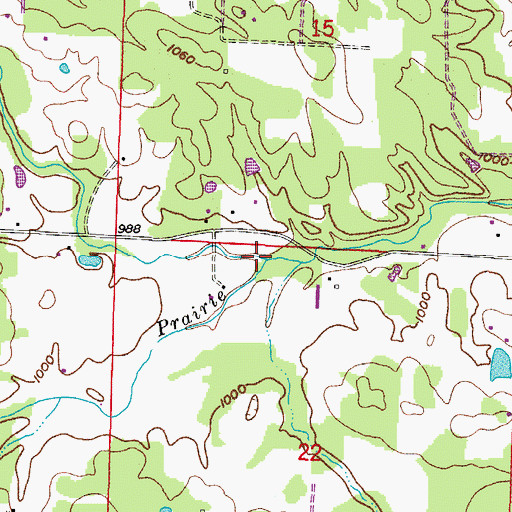 Topographic Map of Ward Creek, AR