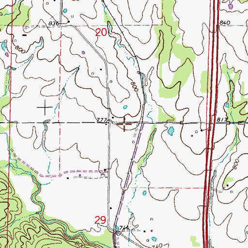 Topographic Map of Callaway, MO