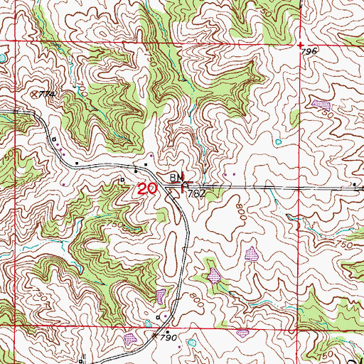 Topographic Map of Landmark (historical), MO