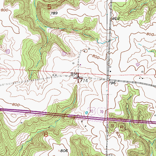 Topographic Map of Pipertown (historical), MO