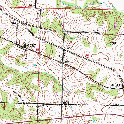 Topographic Map of Byberry (historical), MO