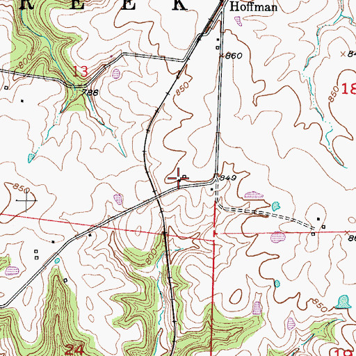 Topographic Map of Harriston, MO