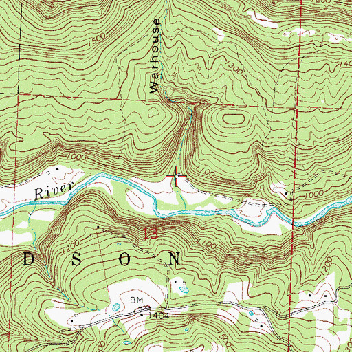 Topographic Map of Warhouse Hollow, AR
