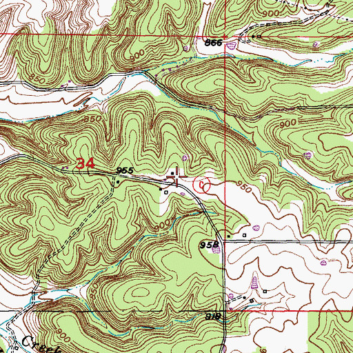 Topographic Map of Westcott (historical), MO
