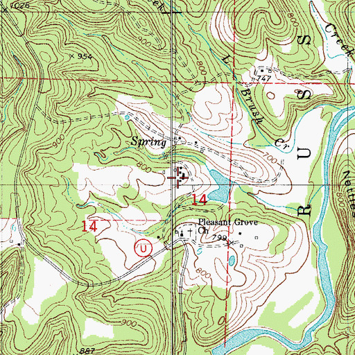 Topographic Map of Green Gables (historical), MO