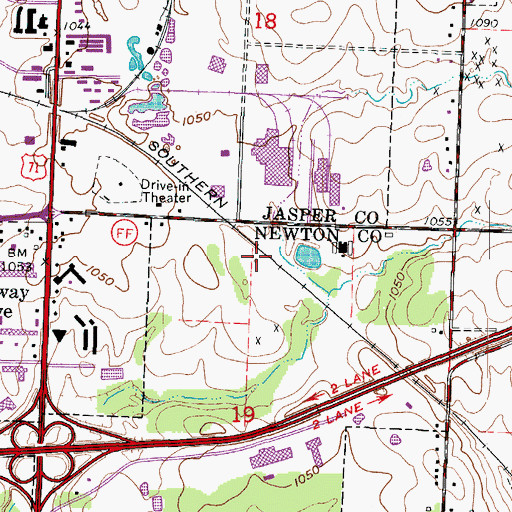 Topographic Map of Rex City, MO
