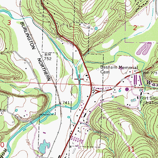 Topographic Map of Warloop Creek, AR