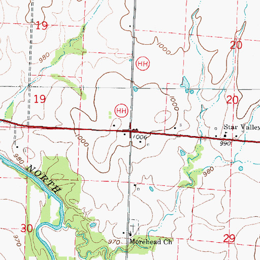 Topographic Map of Bushnell, MO