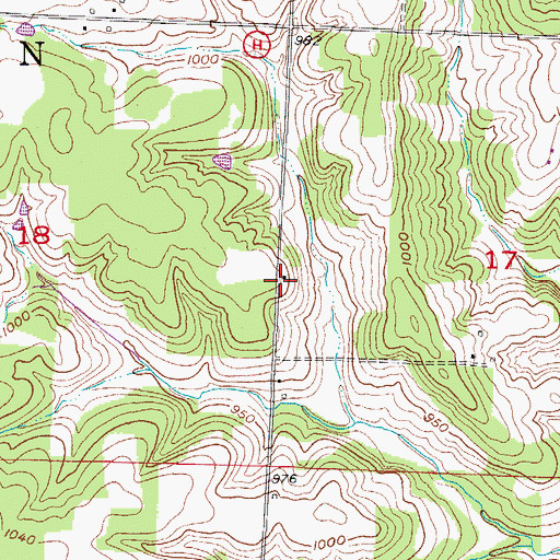 Topographic Map of Rowland, MO