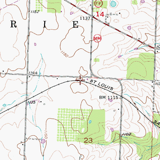 Topographic Map of Emmett (historical), MO