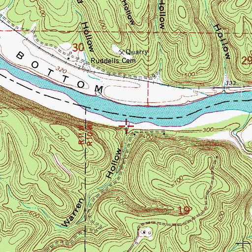 Topographic Map of Warren Hollow, AR