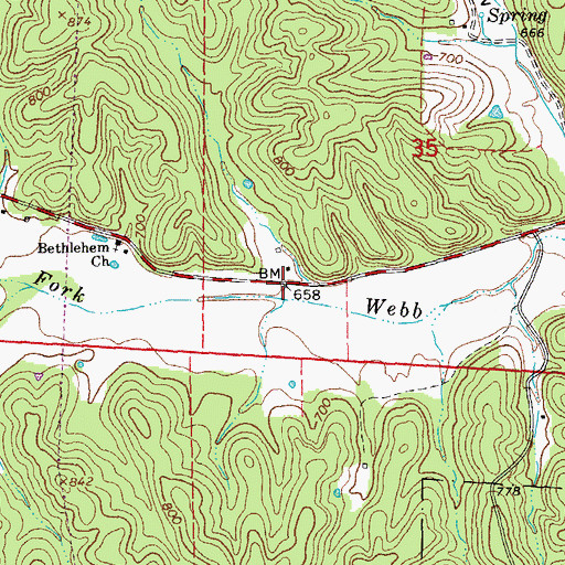 Topographic Map of Freeman, MO