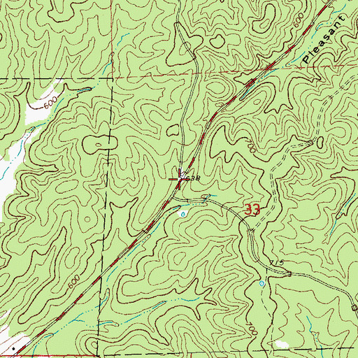 Topographic Map of Hubert, MO