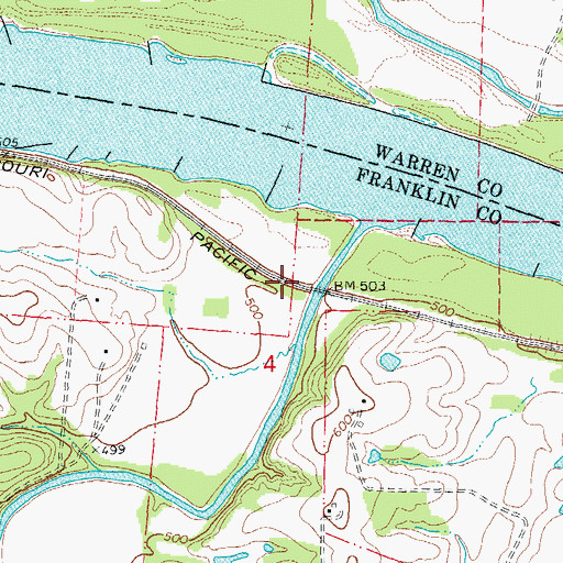 Topographic Map of Kent (historical), MO