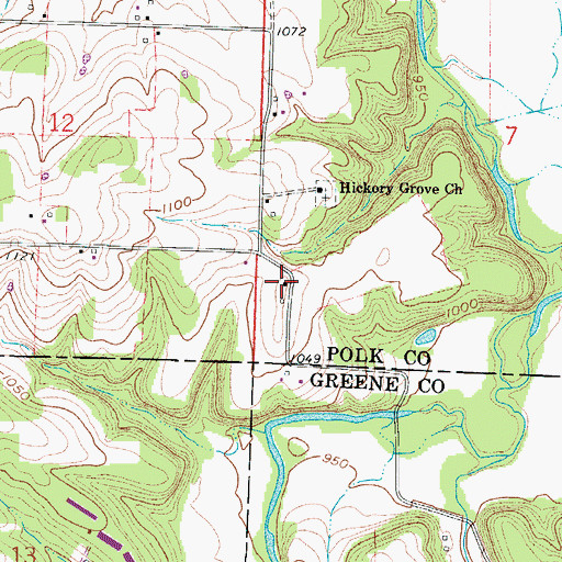 Topographic Map of Gresham (historical), MO