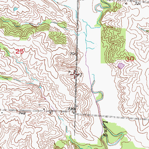 Topographic Map of Guthridge, MO